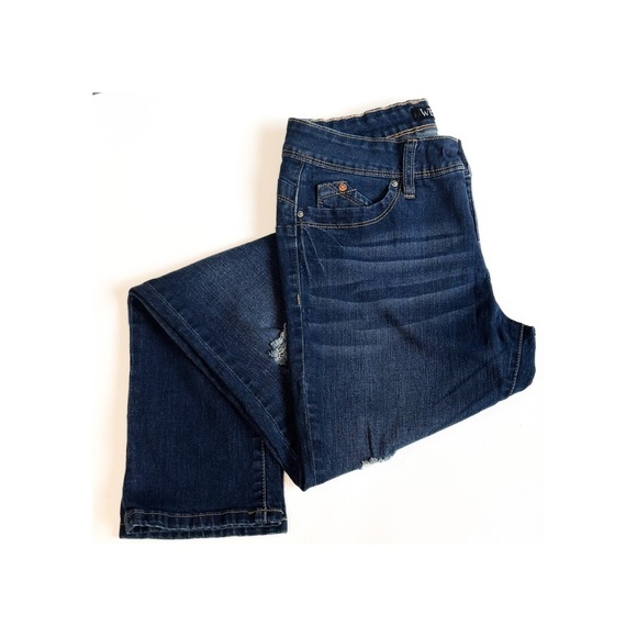 WHBM distressed dark wash “royalty for me” straight leg jean ❤️ - Picture 2 of 8